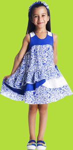 duex par deuxe Entre les 2 Cobalt Blue/White Flounced Dress 
