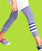 Deux par Deux Gate to the Beach Blue Striped Leggings 