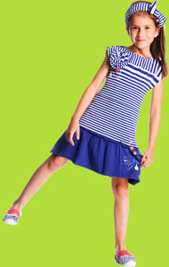 Deux par Deux Gate to the Beach Blue Striped Dress 