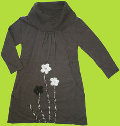 deux par deux Hors Serie Knit Dress w/Stitched Flower