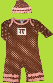 Hartstrings Baby Chocolate Coverall with Pink Dots and Trims