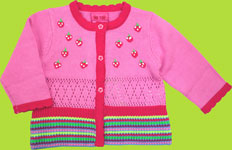 Me Too Pan Baby Fuchsia and Pink Knit Cardigan