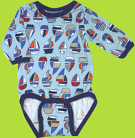 Me Too Indigo Baby Sail Boat Long Sleeve Bodysuit 