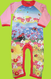 Me Too Pius Baby Long Sleeve Coverall with Ladybugs and Tropical Flowers