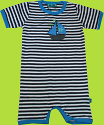 Me Too Navy/White Stripe Bodysuit with Sailboat Screen 