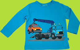 Me Too Blue Danube Imanuel Long Sleeve Top with Crane Truck lifting Car Screen