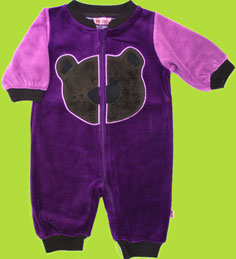 Me Too Violet and Orchid Bear Velour Long Sleeve Coverall