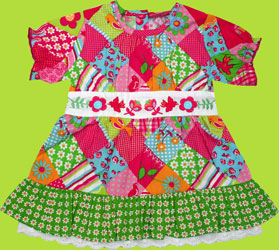 Me Too Edda Floral Patchwork Poplin Dress w/Eyelet Hem