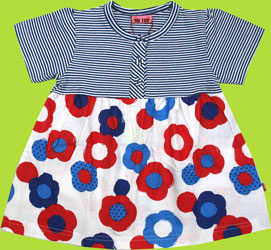 Me Too Fannie Navy/Red/White Floral Stripe Tunic