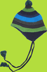 Melton Navy Multistripe Lined Cotton Children's Hat w/Tassels 