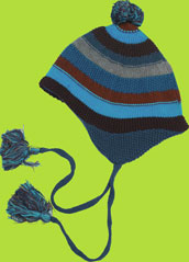 Melton Pagoda/Chocolate Stripe Cotton Tassel Hat with Cotton Jersey Linig