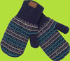 Melton Navy Stripes Cotton Mittens with Jersey Lining 