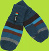 Melton Pagoda/Chocolate Multi Stripe Cotton Mittens with Cotton Jersey Lining