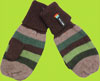 Melton Green/Brown Multi Strie Wool Mittens with Cotton Jersey Linin