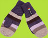 Melton Purple/Brown Multi Strie Wool Mittens with Cotton Jersey Lining
