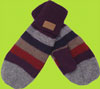 Melton Eggplant Stripe Wool Mittens with Jersey Lining 