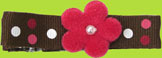 Childrens Brown Polka Dot w/Fuchsia Felt Flower Alligator Clip 