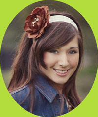 Large Brown Silk Flower on Organic Cotton Headwrap on model