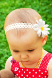 White Daisy on Stretch Lace Baby Headband