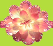 No Slippy Hair Clippy Sequin Beaded Flower on Satin Band 