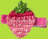 No Slippy Hair Clippy Kennedy Pink and Hot Pink Crochet Strawberry on Pinch Hair Clip