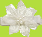 White Grace Silk Flower w/Pearls Alligator Baby Hair Clip 