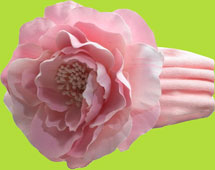 No Slippy Hair Clippy Large Pink Silk Flower on Organic Cotton Headwrap 