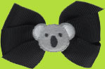 Miley Black Koala Bear on Princess Bow Hair Clip