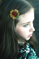 Tallulah Olive Embroidered Flower Girls Pinch Hair Clip 