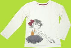 Petit Lem Paris Ballet Cream L/S Tee w/Ballerina 