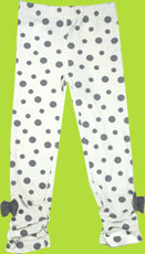 Petit Lem Paris Ballet Cream Polkadot Leggings with Ruching and Bows
