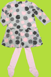 Petit Lem Bows and Dots Knit Dress and Tights Set