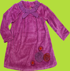 Petit Lem Orchid Velour Dress with Flower Appliques
