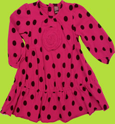 Petit Lem Tiffanys Drop Waist Raspberry Dot Dress 