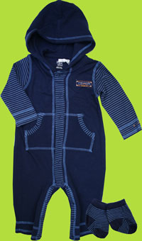 Boys Stripe Hooded Coverall and Sock Set 