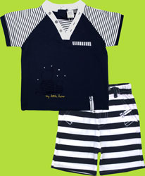 Petit Lem My Little Hero Navy/White Short Set