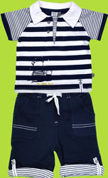 Petit Lem My Little Hero Navy/White Shirt/Short Set 