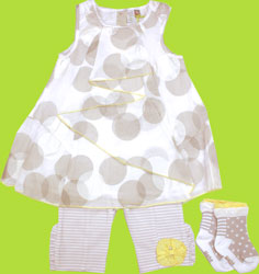 Petit Lem Signature Nautical Chic Dot Dress with Leggings and Socks 
