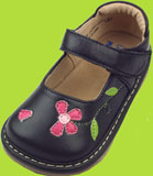Rainbow Steps Navy Mary Jane Squeaky Shoes w/Flower