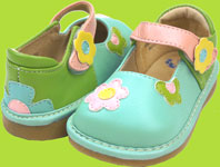 Light Blue, Green and Pink Squeaky Mary Janes 