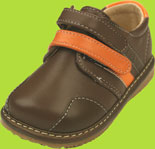 Brown Squeaky Shoes w/Orange Accent 