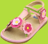 Pink, Fuchsia and Green Squeaky Sandal w/Flowers 