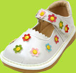 Pippytoes White Multi  Flower Mary Jane