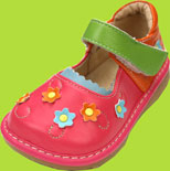 Pippytoes Tri-Color Mary Jane with Flowers