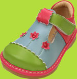 Pippytoes Blue, Green, and Fuchsia Mary Jane with Flowers