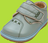 Pipsqueaks Unisex Light Blue Shoe with Green Stitching