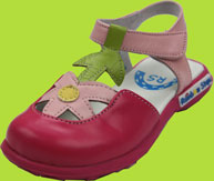 Pink Girls Sandals with Flower Cutouts