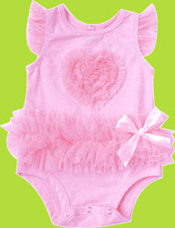 Posh Baby Pink Ruffle Heart Tutu Bodysuit