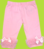 Pink Baby Pant w/Tulle Ruffle Cuffs and Pink Bows