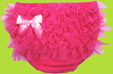 Hot Pink Ruffled Diaper Cover with Pink Bow and Sparkles